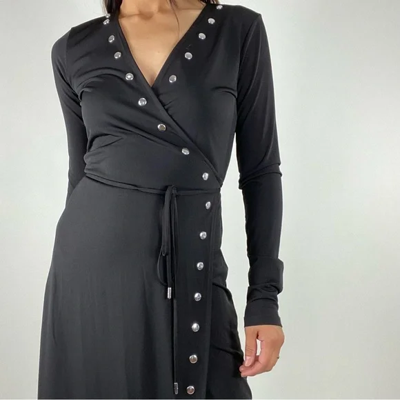 MICHAEL MICHAEL KORS NLACK EMBELLISHED WRAP-DRESS - Picture 11 of 11